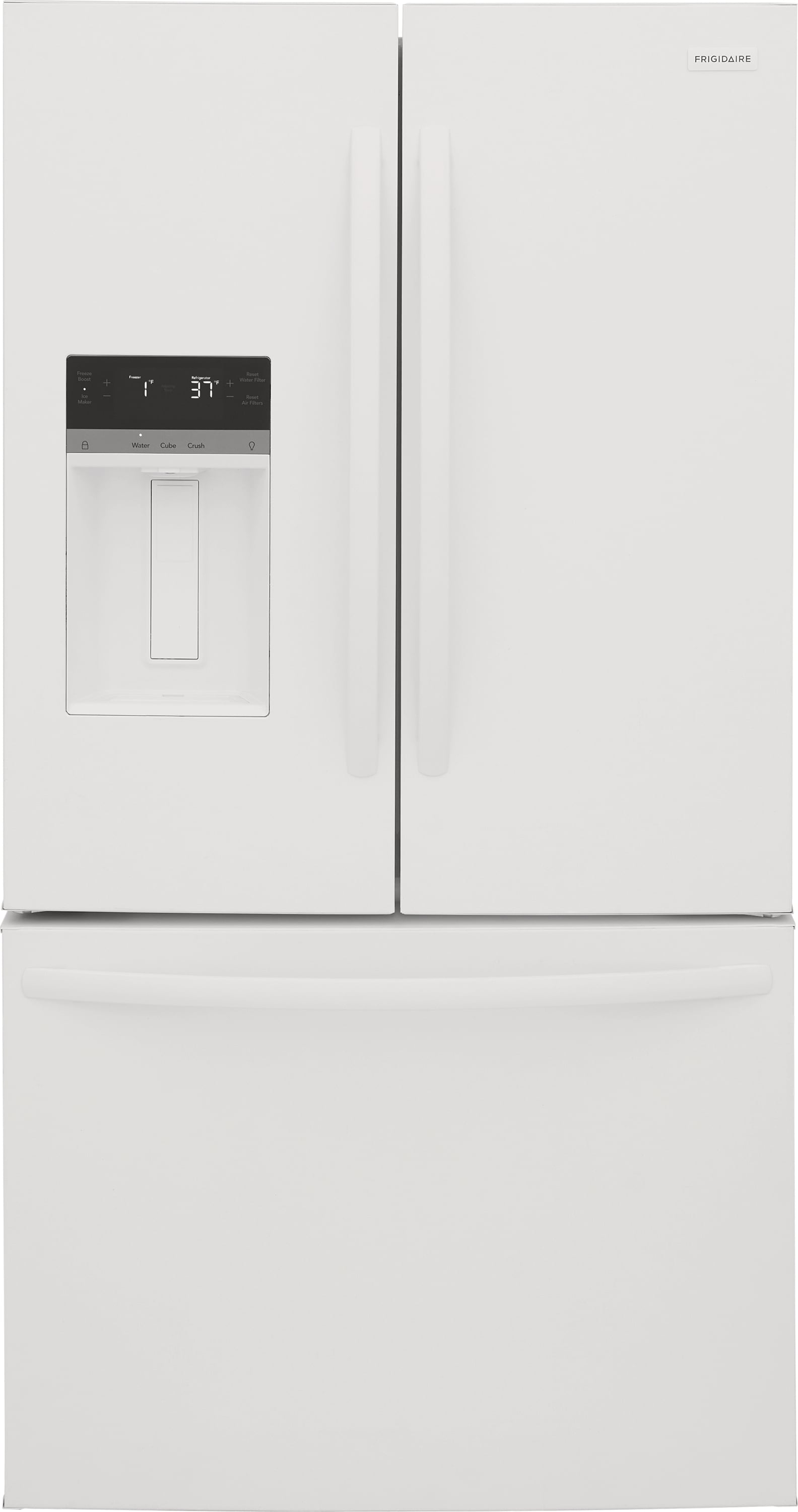 Frigidaire Standard-Depth 27.8-cu ft 3 -Door French Door Refrigerator with Ice Maker with Water and Ice Dispenser ( White ) ENERGY STAR Certified