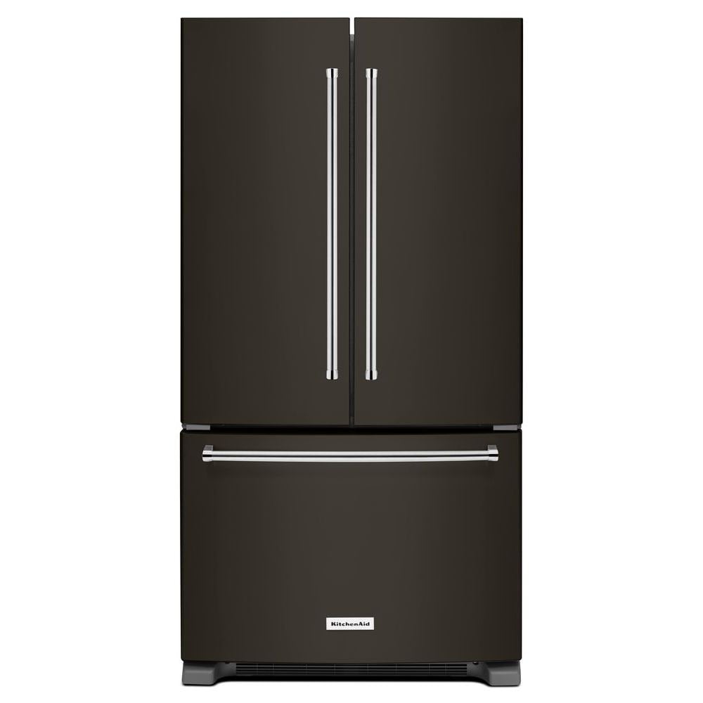 KitchenAid Standard-Depth 25.2-cu ft 3 -Door French Door Refrigerator with Ice Maker with Water Dispenser ( Black Stainless with PRINTSHIELD Finish ) ENERGY STAR Certified