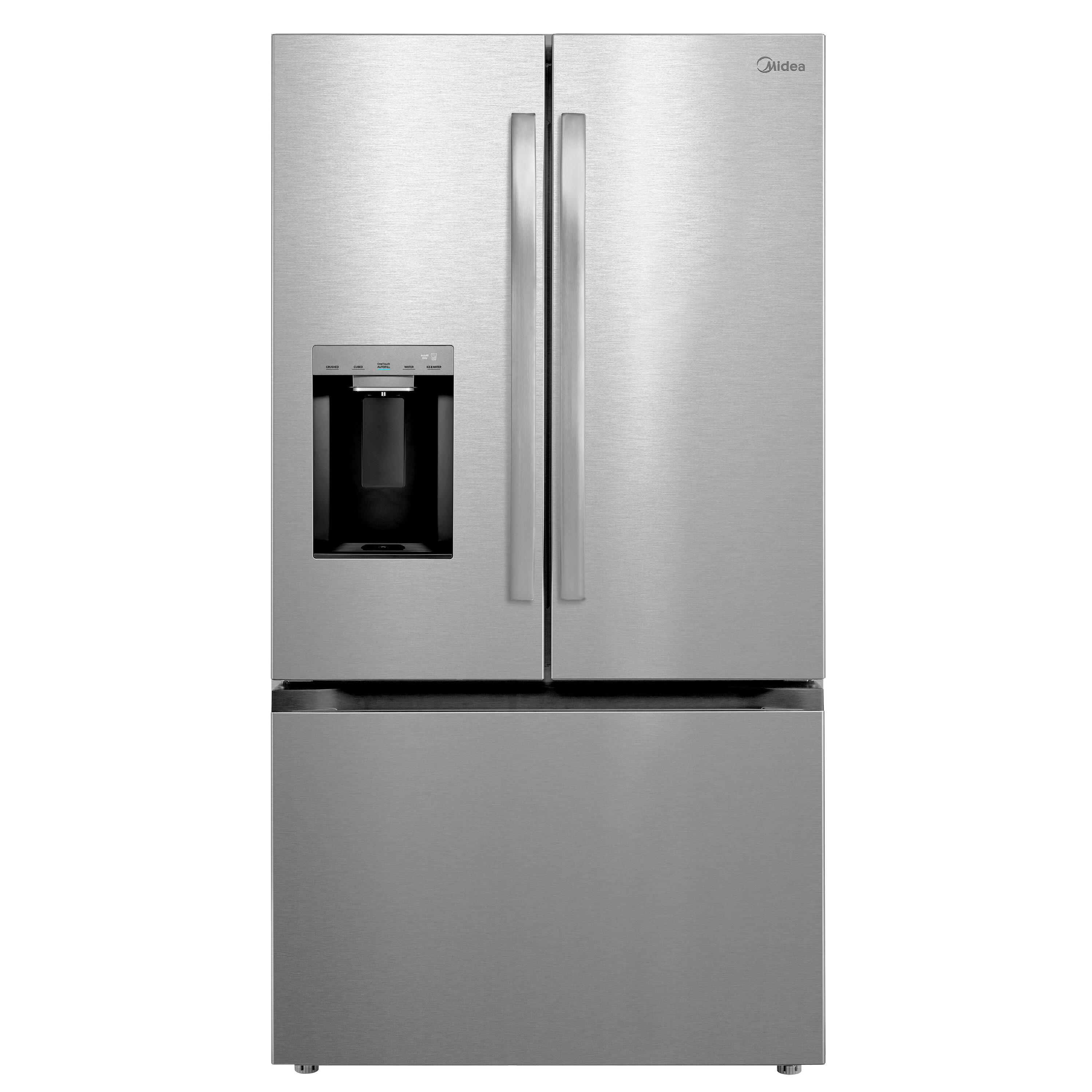 Midea Standard-Depth OneTouch Autofill 28.9-cu ft 3 -Door Smart Compatible French Door Refrigerator with Dual Ice Maker with Water and Ice Dispenser ( Stainless steel ) ENERGY STAR Certified